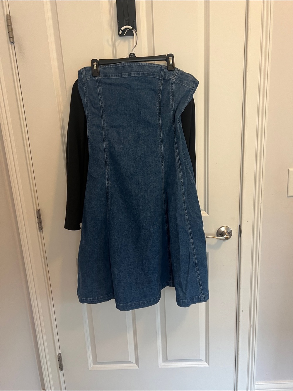 Denim A-Line Midi Skirt in Blue